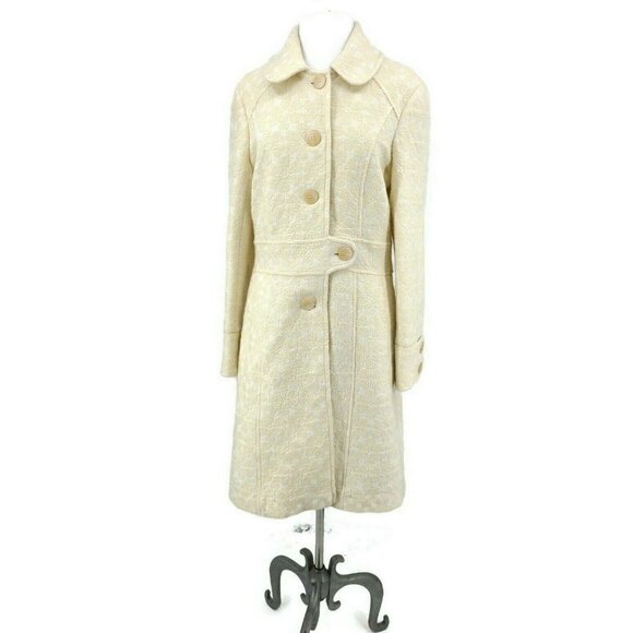 Trelise Cooper Shelter Skelter Strategy Coat Womens 6 Ivory Cream Wool Blend - Picture 1 of 11